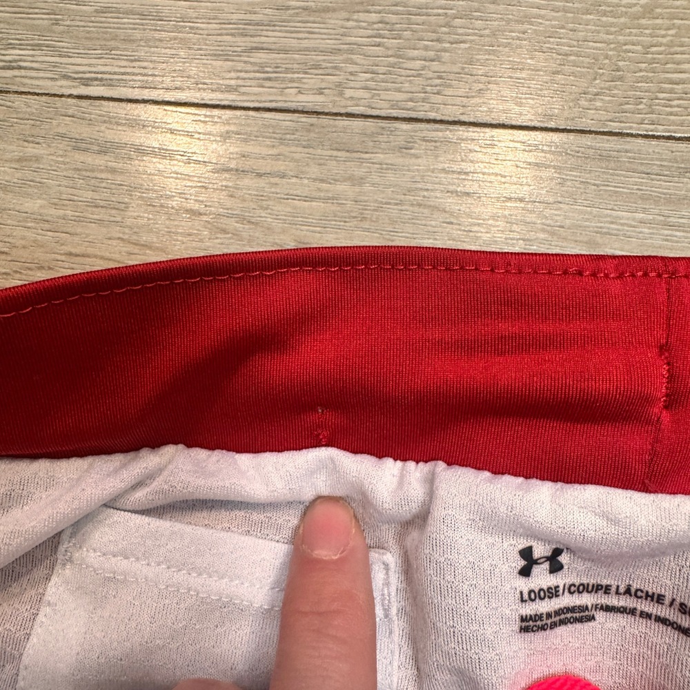 Under Armour Womens Medium Fly by 2.0 Running Shorts Pink Red Athletic Loose Fit - Picture 7 of 8